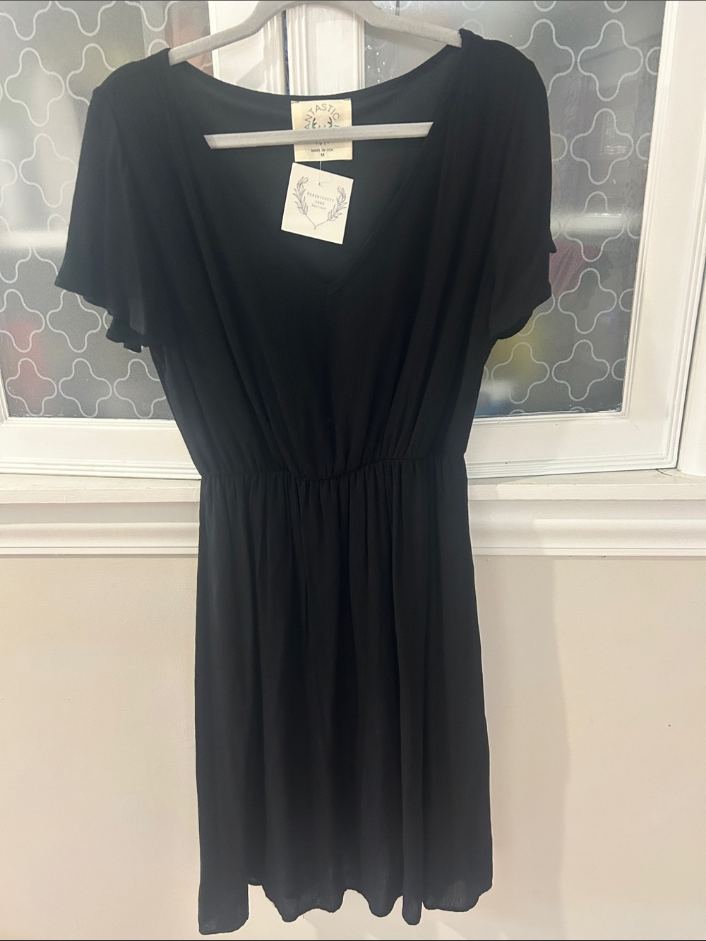 Fantastic Fawn Black V-Neck Mini Dress